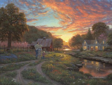 ブルック川の流れ Painting - 思い出に残る瞬間 キースリーの風景ストリーム